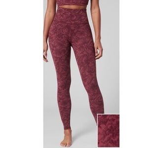 ATHLETA Maroon Printed Elation Textured Tight Leggings